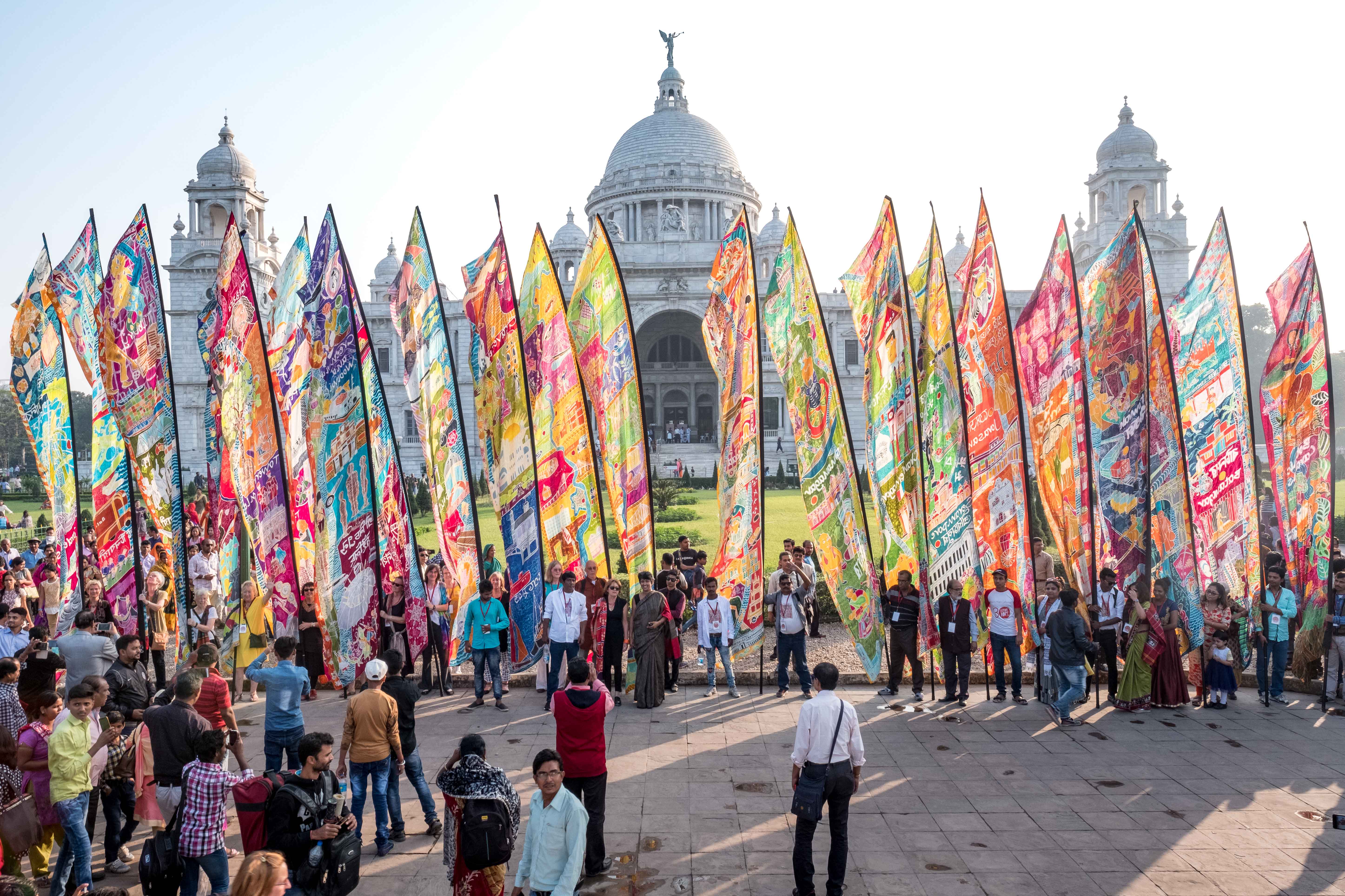 Silk River flags in front of Victoria Memorial Kolkata